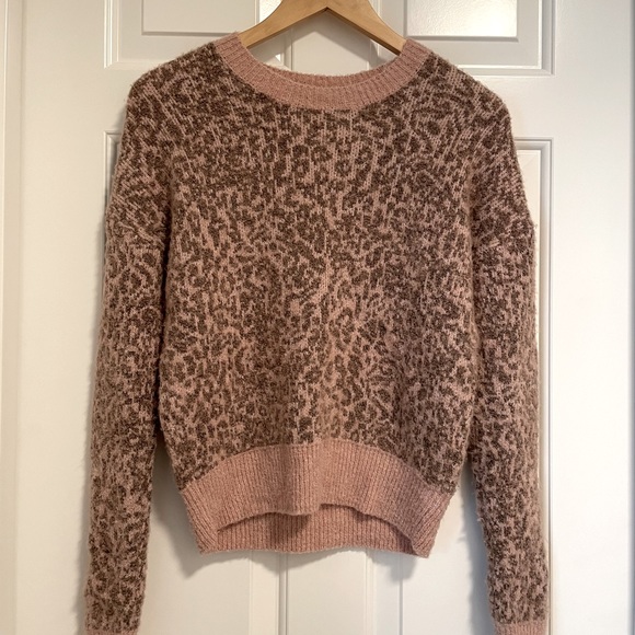 Madewell Pink and Leopard Print Fuzzy Sweater - Picture 3 of 7
